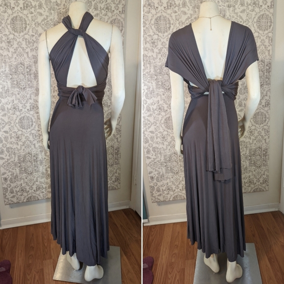 Lulus Multiway Tricks of the Trade Dark Grey Convertible Maxi Dress XS - Picture 9 of 14